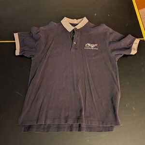 Vintage Corvette 50th AnniversaryAshworth Mens Small Polo Shirt - Navy and Beige
